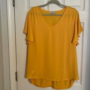 Women’s XL Yellowish Gold Loft Short Sleeve Flutter Top